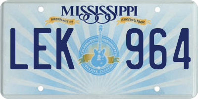 MS license plate LEK964