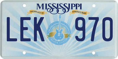 MS license plate LEK970