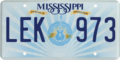 MS license plate LEK973