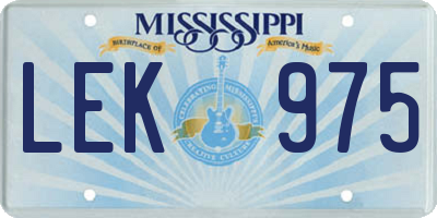 MS license plate LEK975