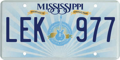 MS license plate LEK977