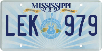 MS license plate LEK979