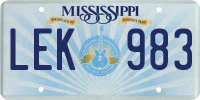 MS license plate LEK983