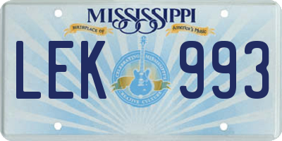 MS license plate LEK993