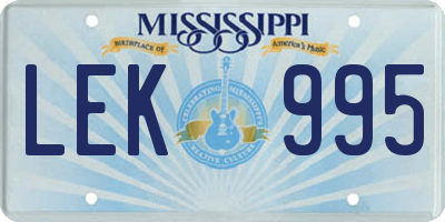 MS license plate LEK995