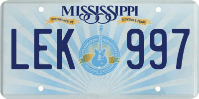 MS license plate LEK997