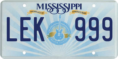 MS license plate LEK999