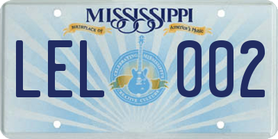 MS license plate LEL002