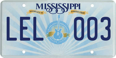 MS license plate LEL003