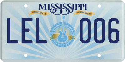 MS license plate LEL006