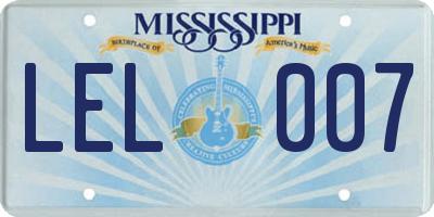 MS license plate LEL007