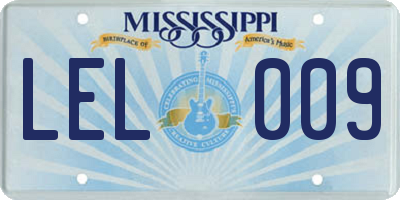 MS license plate LEL009