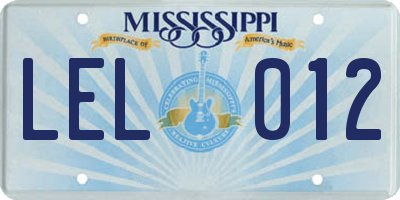 MS license plate LEL012