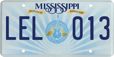MS license plate LEL013