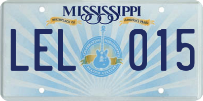 MS license plate LEL015