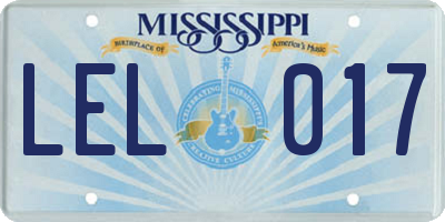 MS license plate LEL017
