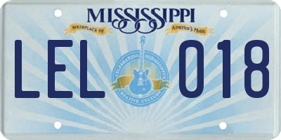 MS license plate LEL018