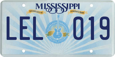MS license plate LEL019