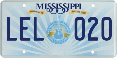 MS license plate LEL020