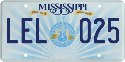 MS license plate LEL025