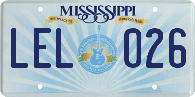 MS license plate LEL026