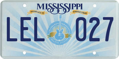 MS license plate LEL027