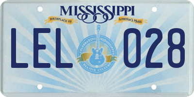 MS license plate LEL028