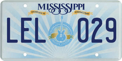 MS license plate LEL029