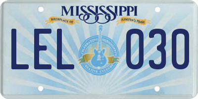 MS license plate LEL030