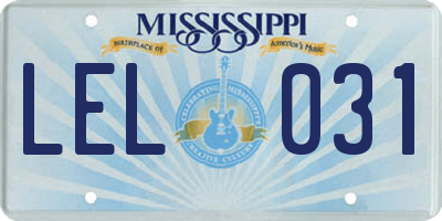 MS license plate LEL031