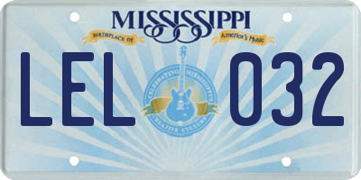 MS license plate LEL032