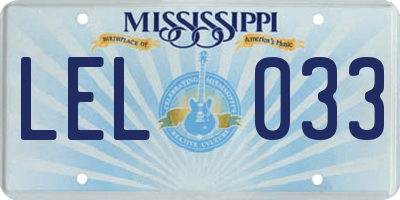 MS license plate LEL033