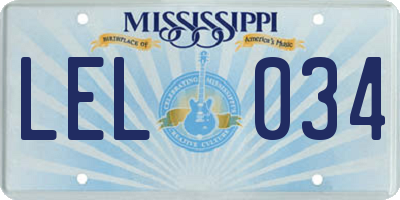 MS license plate LEL034