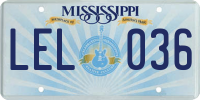 MS license plate LEL036