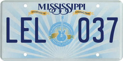 MS license plate LEL037