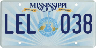 MS license plate LEL038