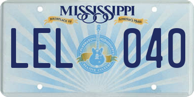MS license plate LEL040
