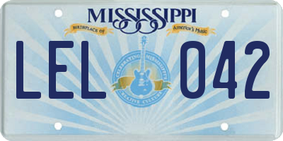 MS license plate LEL042