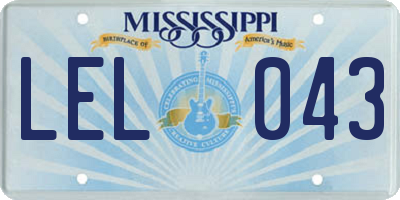 MS license plate LEL043