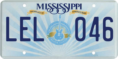 MS license plate LEL046