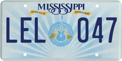 MS license plate LEL047