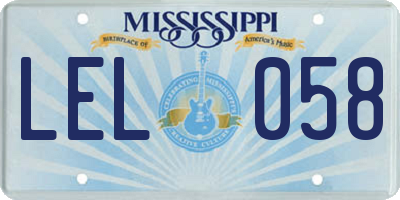 MS license plate LEL058