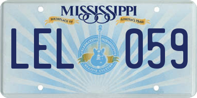 MS license plate LEL059