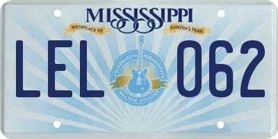 MS license plate LEL062