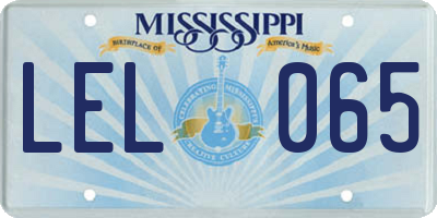 MS license plate LEL065