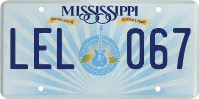 MS license plate LEL067