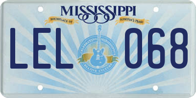 MS license plate LEL068