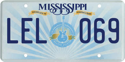 MS license plate LEL069