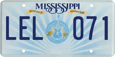 MS license plate LEL071