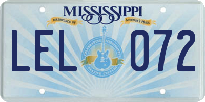 MS license plate LEL072